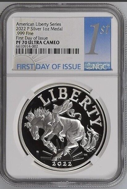 2022-P NGC PF70 American Liberty 1 oz Silver Proof Medal Director Signed Gibson