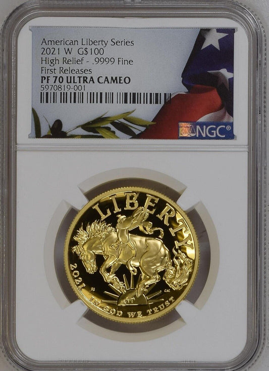 2021-W American Liberty High Relief Gold Coin PF70 NGC First Releases top pop