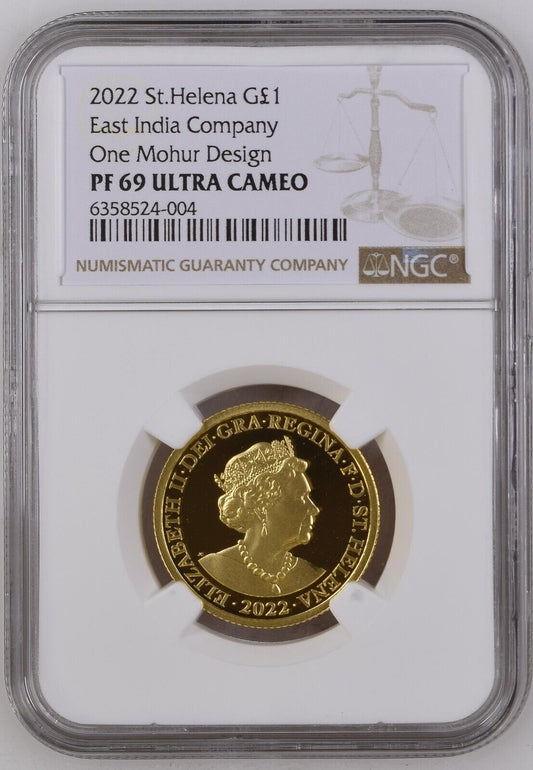 2022 St Helena Mohur Proof 11.66g Gold Coin - 100 Mintage PF69 NGC