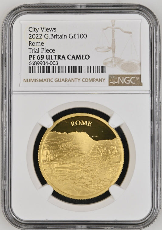 2022 G.Britain Rome Trial Piece City Views G100P PF69 ONE of a kind! 1oz gold