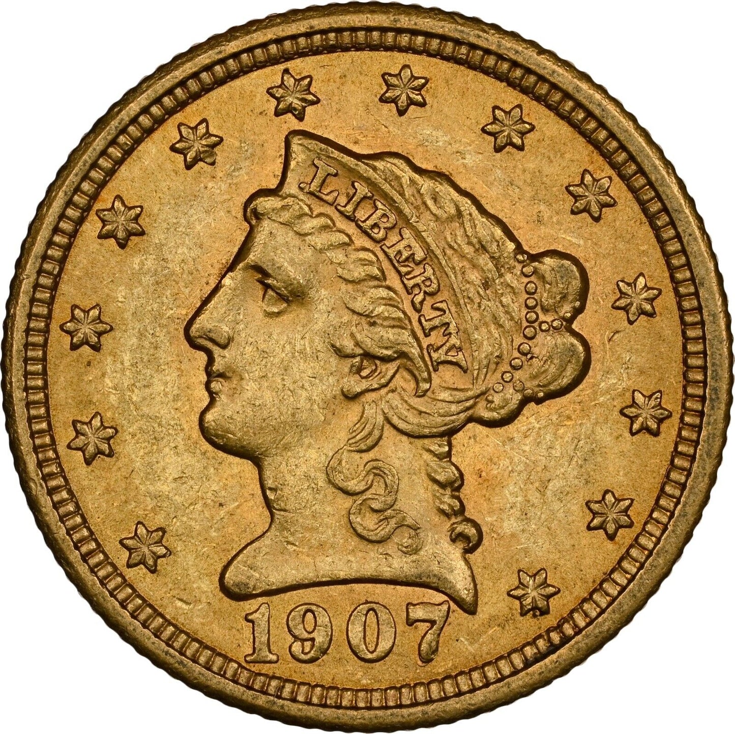 1907 Liberty Head $2.5 Gold Quarter Eagle NGC MS63 high grade gold coin